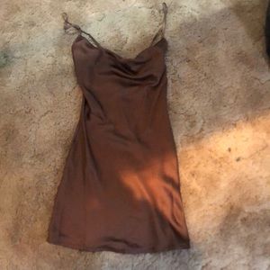 satin brown dress